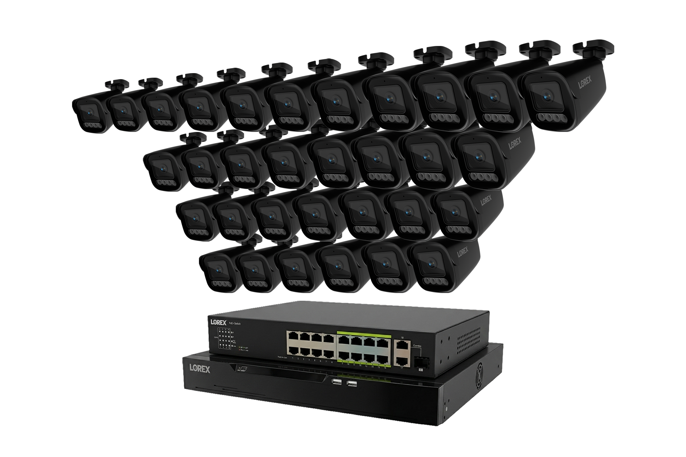 Lorex Connect X Series 4K 32-Channel Wired NVR System with X3 Bullet Security Cameras - 8TB