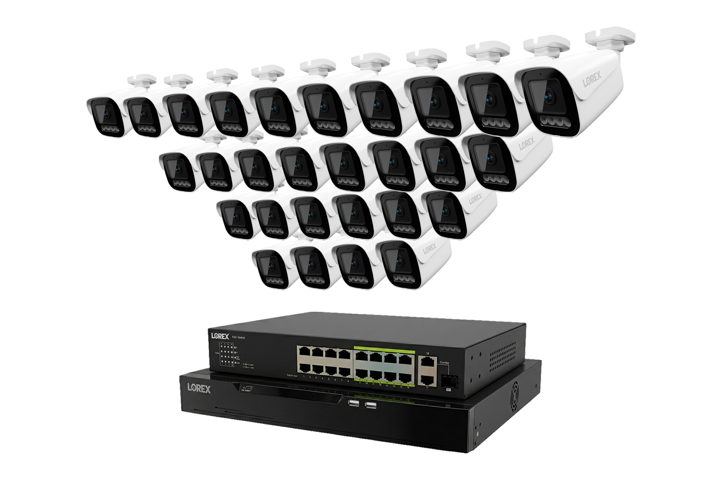 Lorex Connect X Series 4K 32-Channel Wired NVR System with X3 Bullet Security Cameras - 8TB