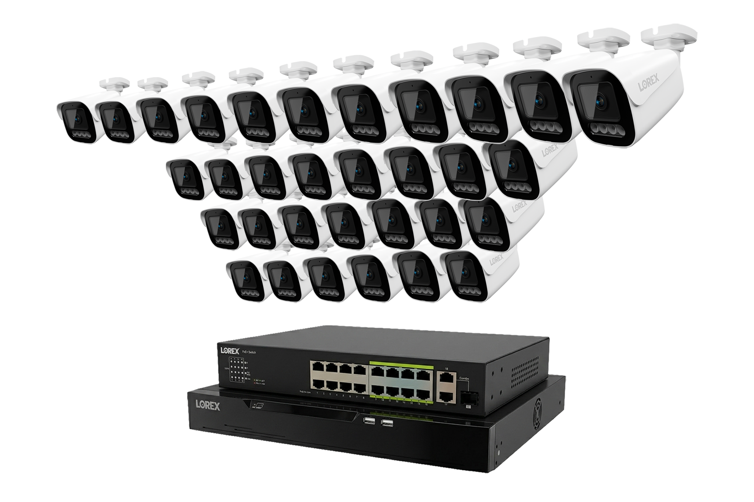 Lorex Connect X Series 4K 32-Channel Wired NVR System with X3 Bullet Security Cameras - 8TB
