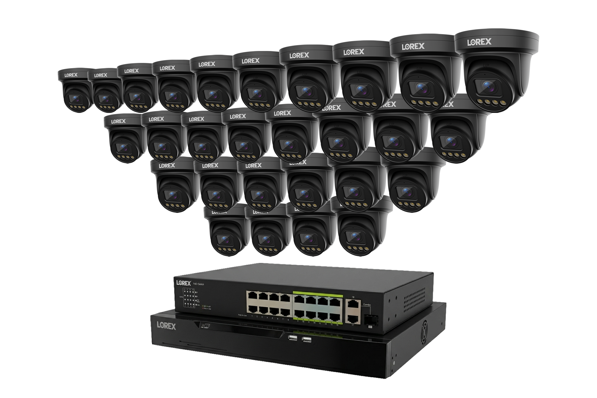Lorex Connect X Series 4K 32-Channel Wired NVR System with X3 Turret Security Cameras - 8TB