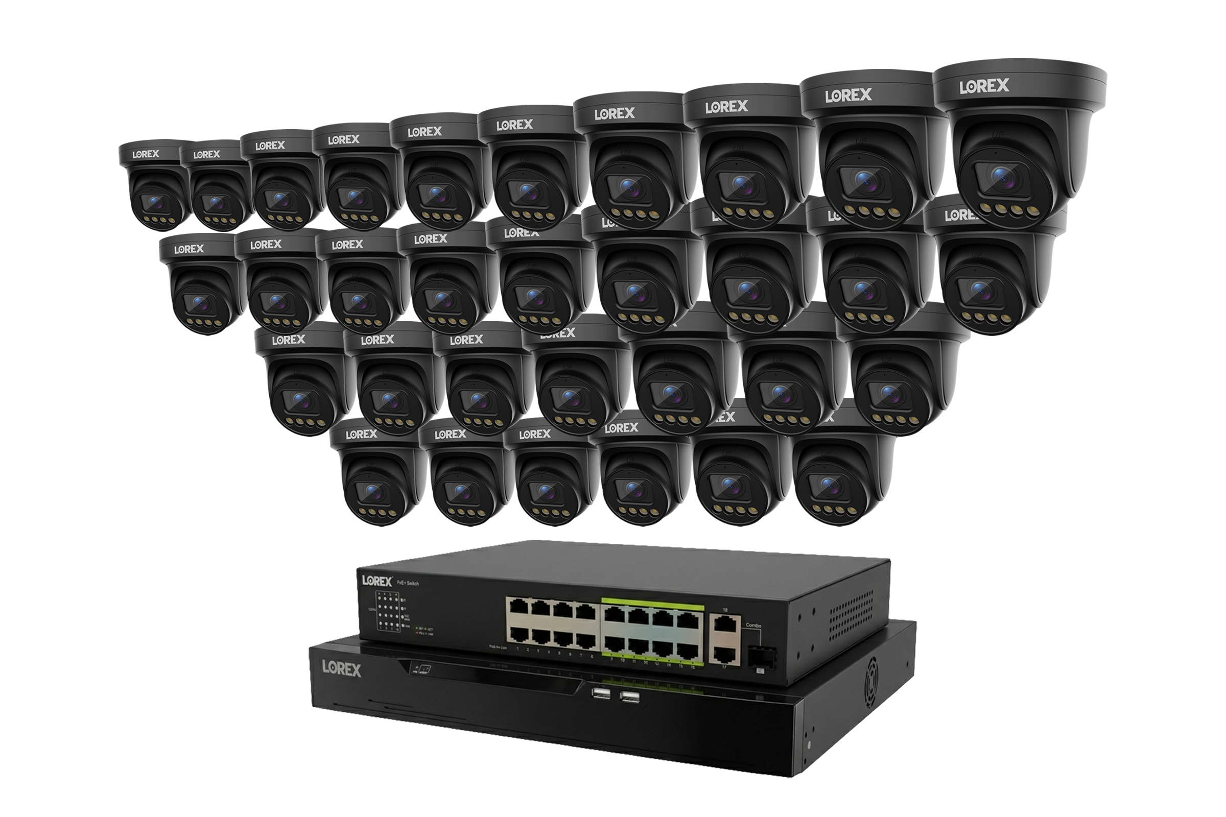 Lorex Connect X Series 4K 32-Channel Wired NVR System with X3 Turret Security Cameras - 8TB
