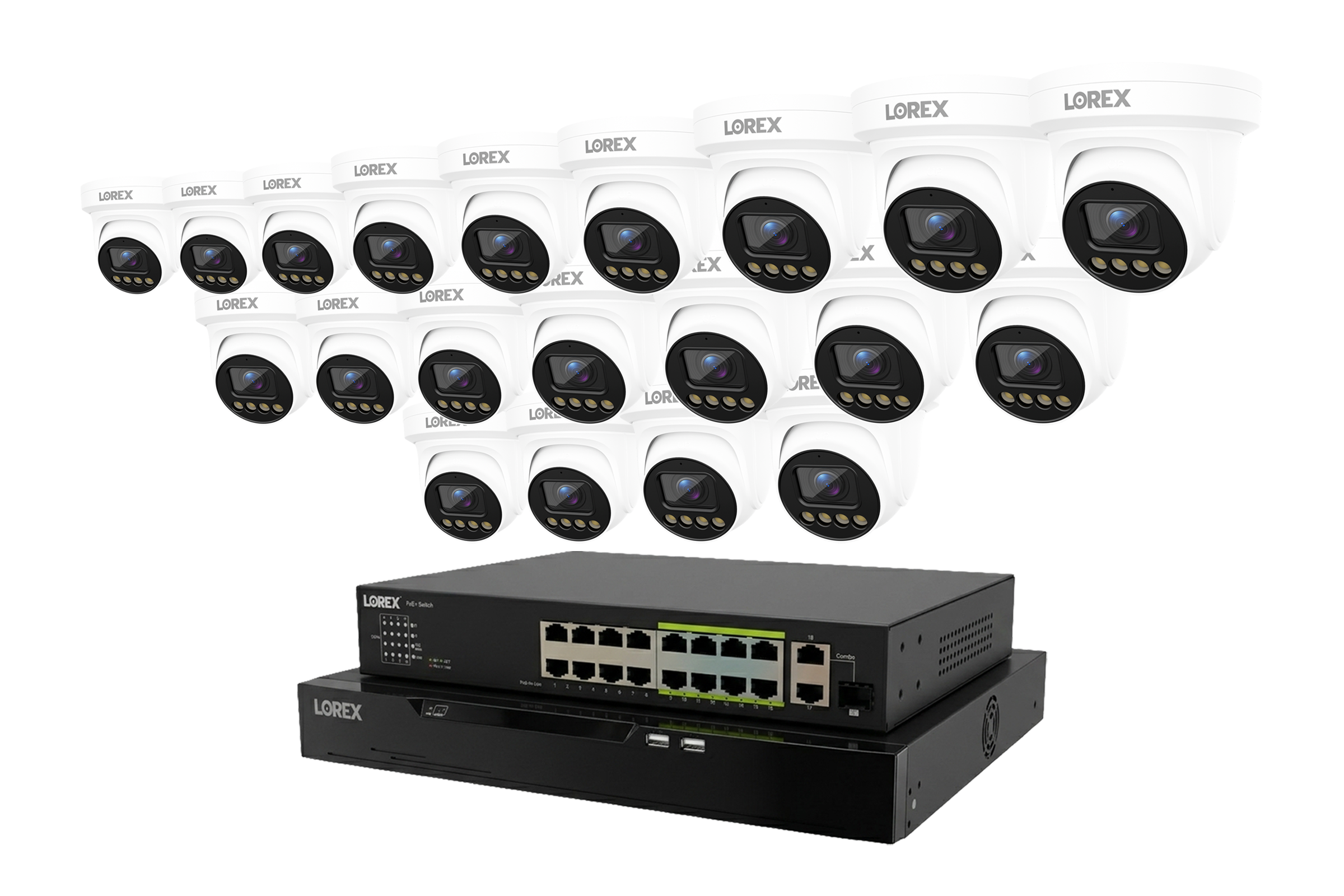Lorex Connect X Series 4K 32-Channel Wired NVR System with X3 Turret Security Cameras - 8TB