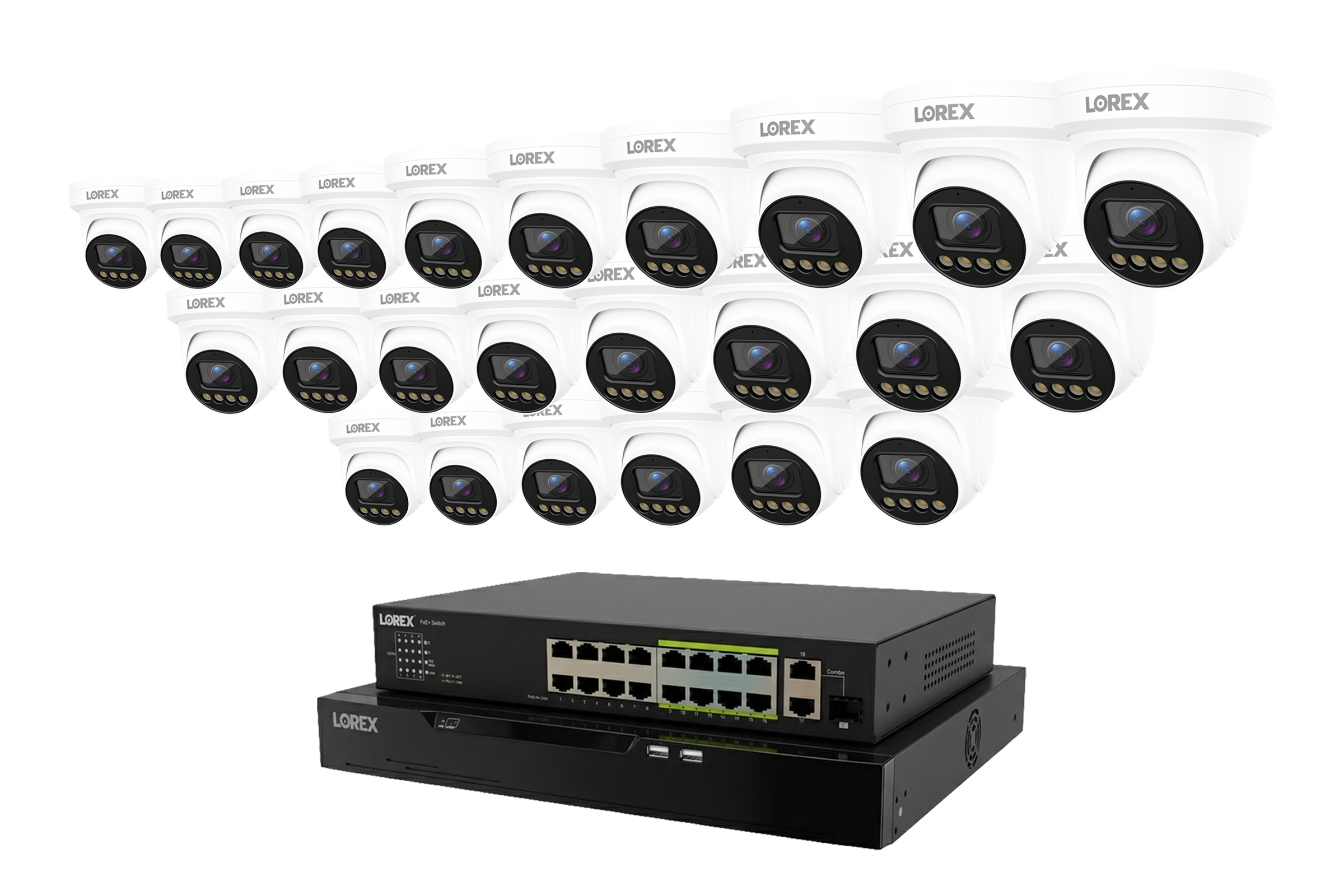 Lorex Connect X Series 4K 32-Channel Wired NVR System with X3 Turret Security Cameras - 8TB