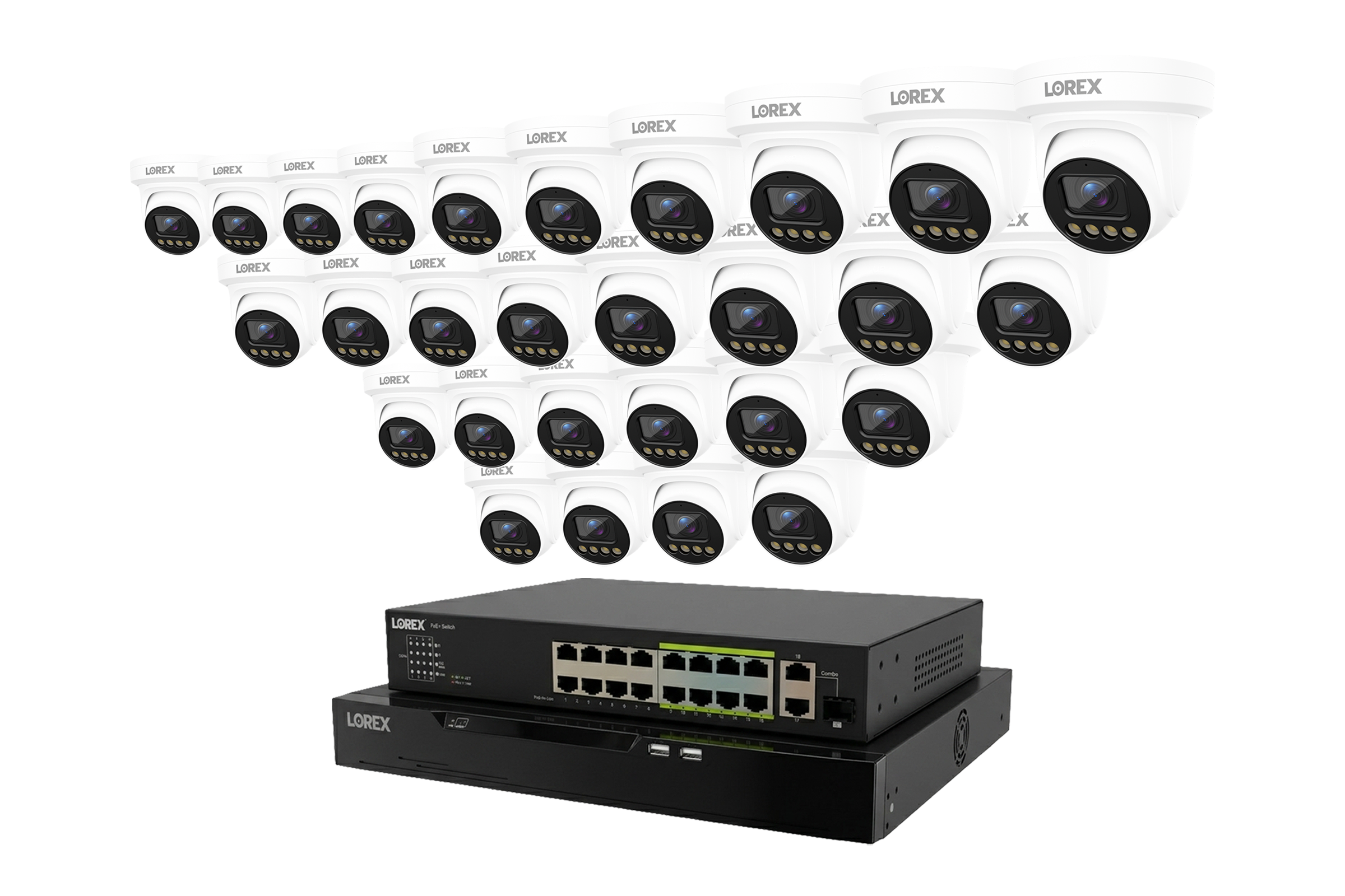 Lorex Connect X Series 4K 32-Channel Wired NVR System with X3 Turret Security Cameras - 8TB
