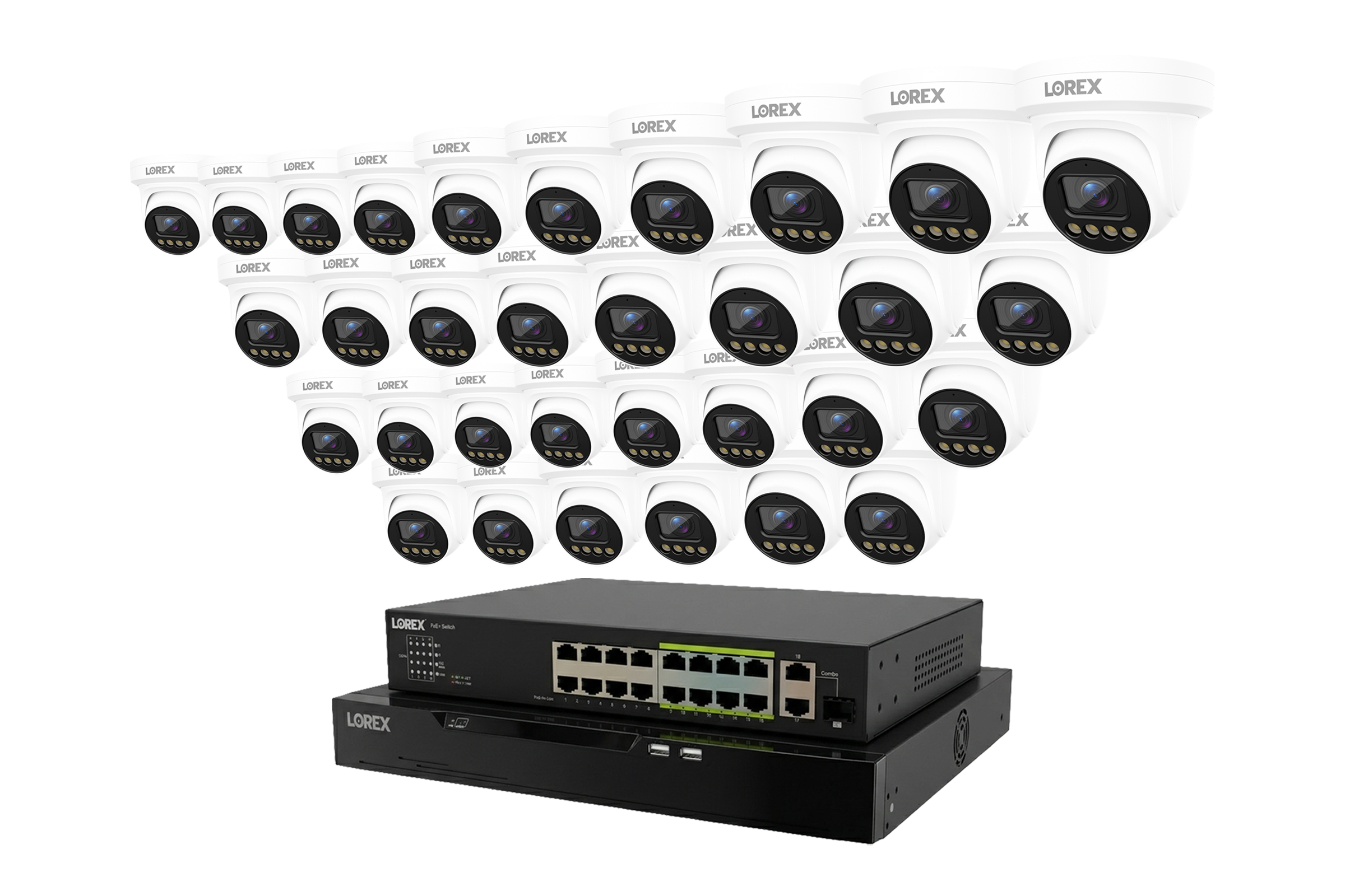 Lorex Connect X Series 4K 32-Channel Wired NVR System with X3 Turret Security Cameras - 8TB