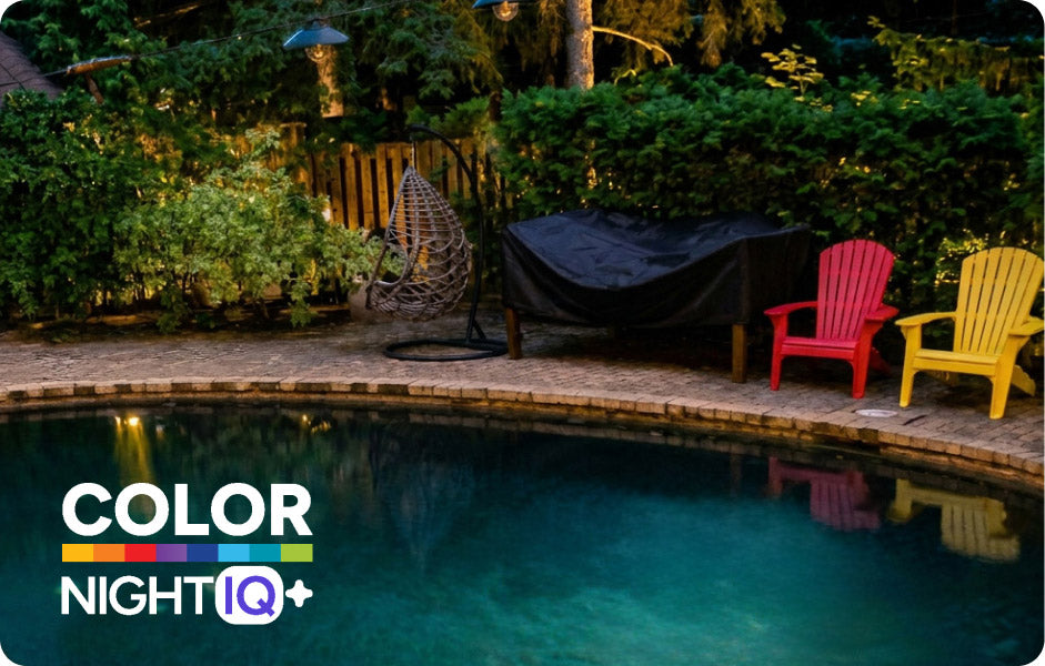 Color Night IQ+ view showing clear, full-color detail in a low-light outdoor scene.