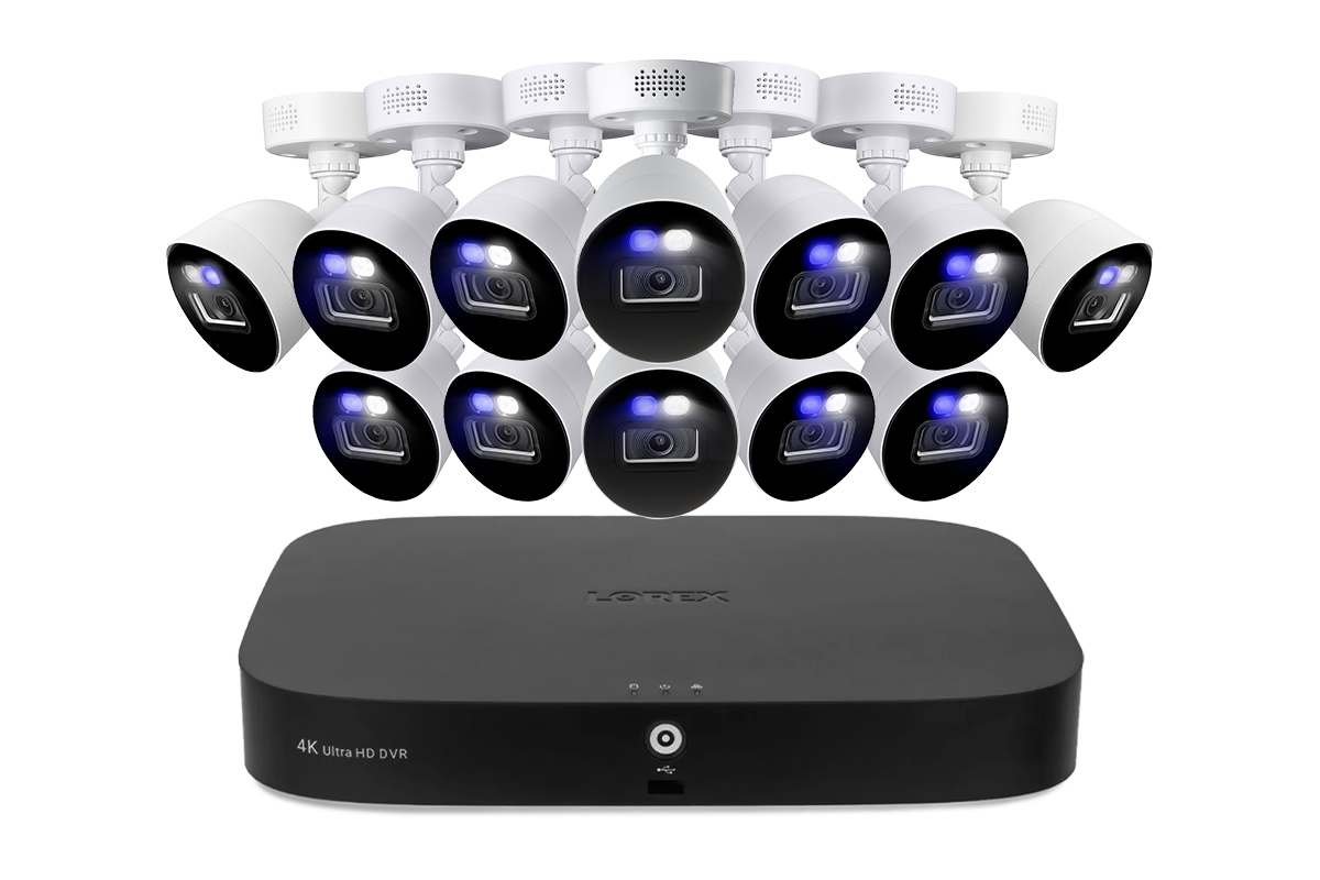 Lorex Classic Fusion 4K 20-Channel (16 Wired + 4 Wi-Fi) 1TB Wired DVR System with 8 Active Deterrence Bullet Cameras