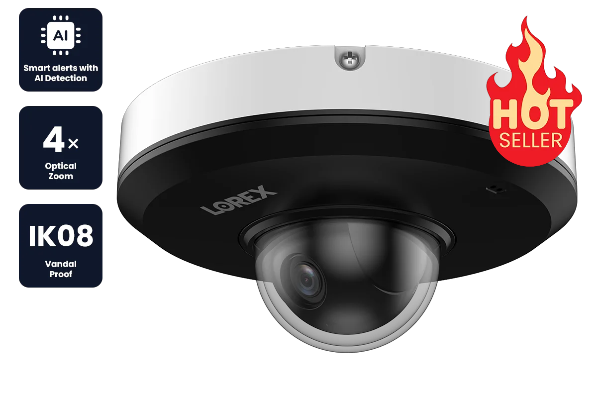 Lorex 2K (4MP) IP Wired PTZ Security Camera with AI Detection and 4x Optical Zoom