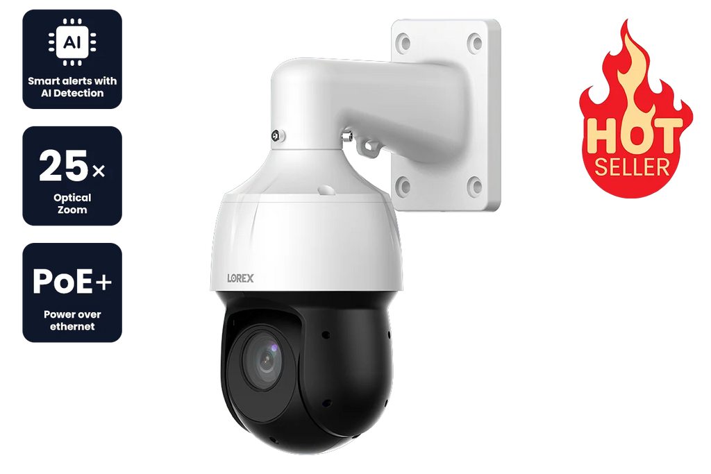 Lorex 2K (4MP) IP Wired PTZ Security Camera with AI Detection and 25x Optical Zoom