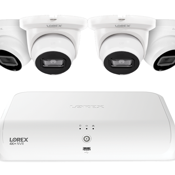 Lorex Fusion NVR with A4 4MP (2K) IP Turret Cameras - 4K 16-Channel (8