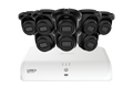 Lorex Fusion NVR with Eight A4 4MP (2K) IP Turret Cameras - 4K 16-Channel (8 Wired + 8 Wi-Fi Fusion) 2TB Wired System