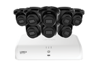 Lorex Fusion NVR with Eight A4 4MP (2K) IP Turret Cameras - 4K 16-Channel (8 Wired + 8 Wi-Fi Fusion) 2TB Wired System