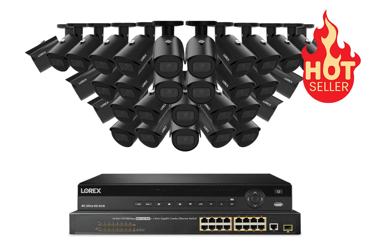 Lorex Elite Series NVR with A4 4MP (2K) IP Bullet Cameras - 4K 32-Channel 8TB Wired System