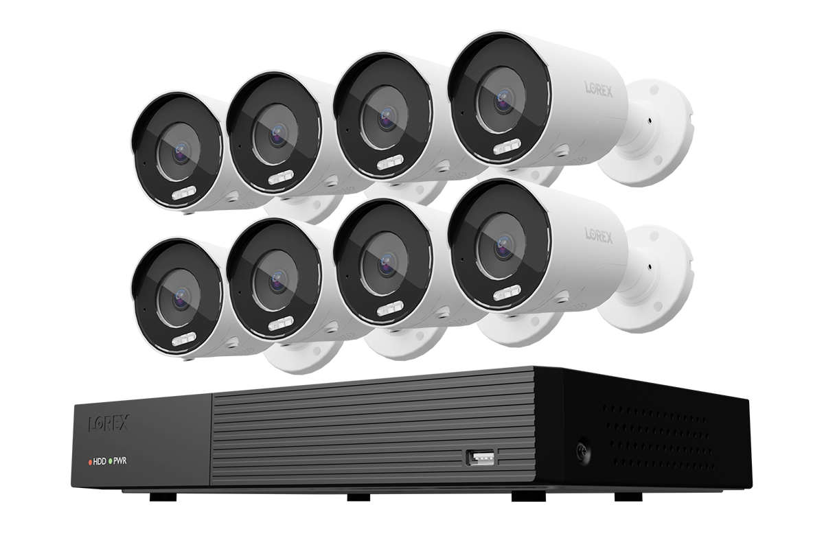 Lorex Connect 4K 8 Camera Capable 1TB Wired NVR System with 4K IP Bullet Security Cameras