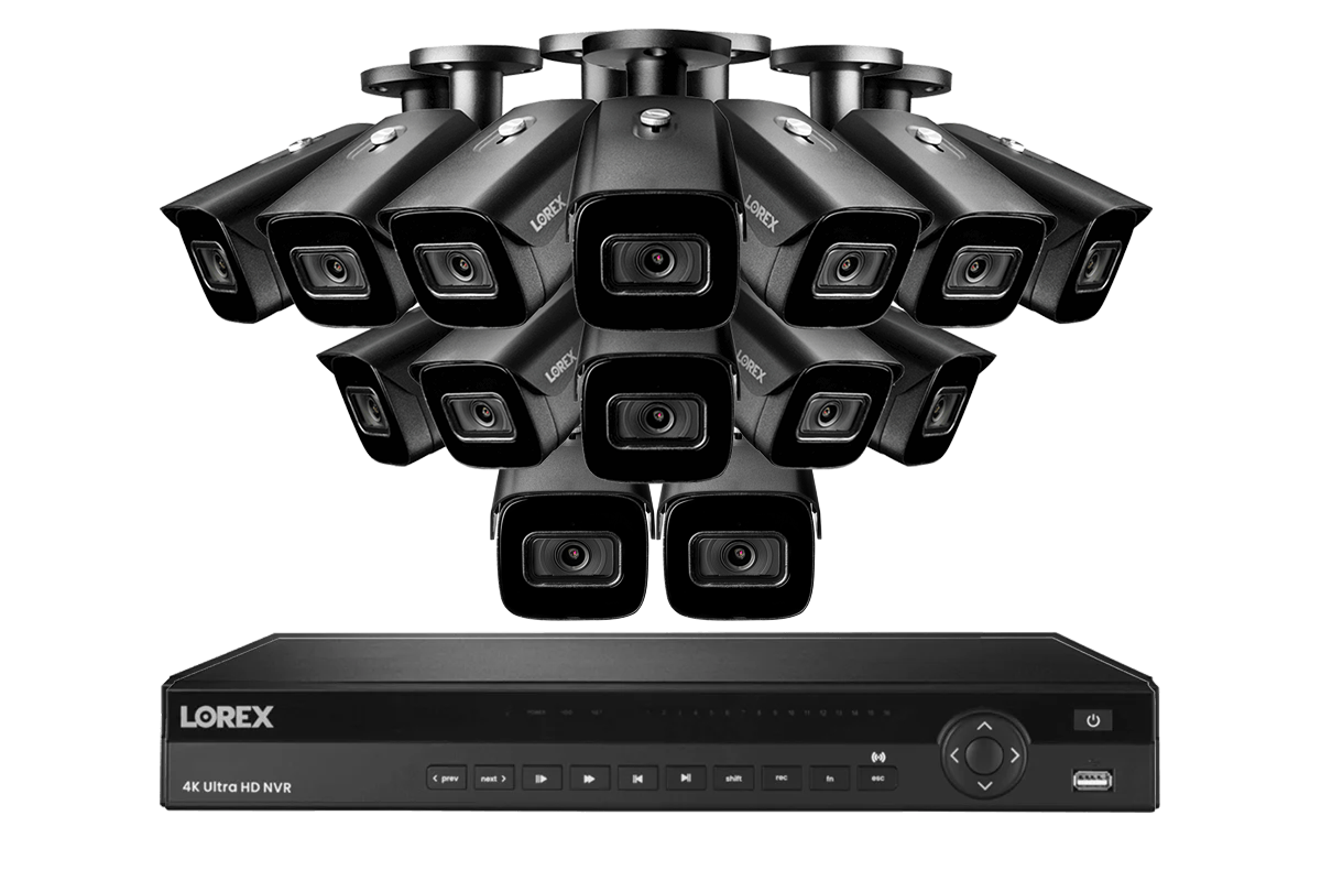 Lorex 4K (16 Camera Capable) 4TB Wired NVR System with Nocturnal 3 Smart IP Bullet Cameras with Listen-In Audio and 30FPS
