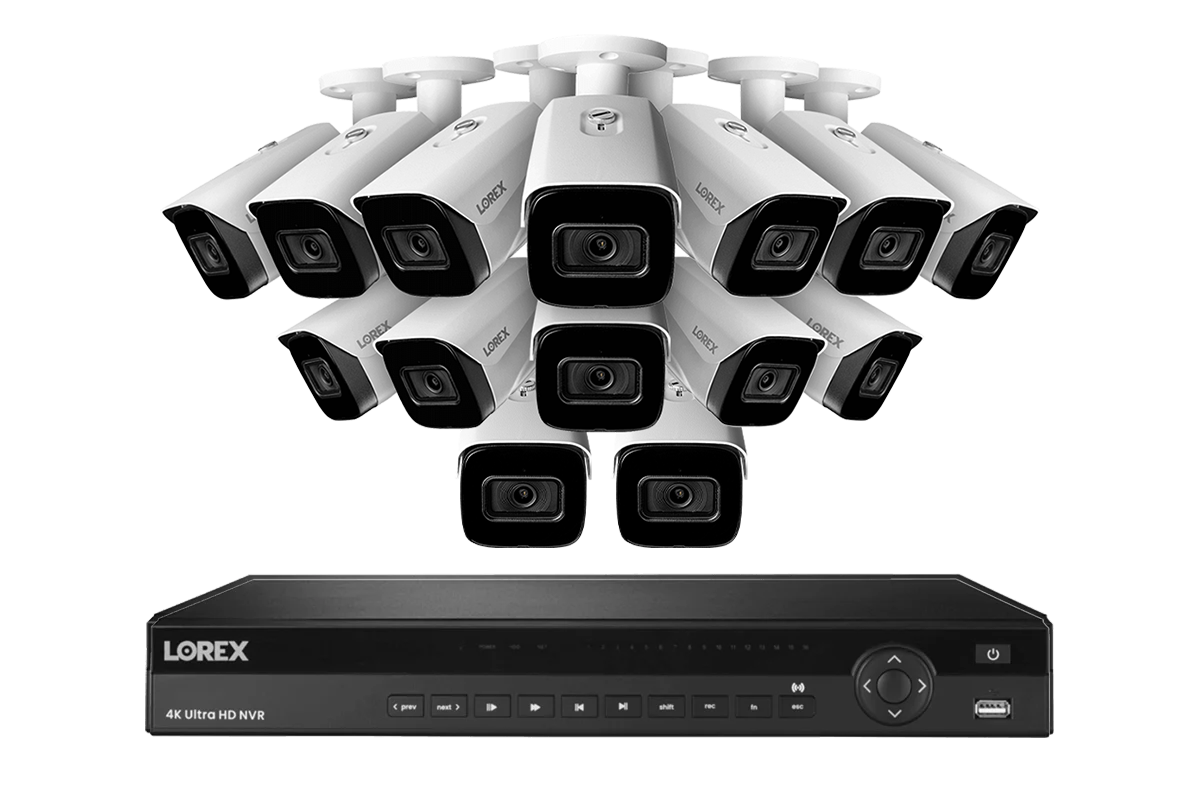 Lorex 4K (16 Camera Capable) 4TB Wired NVR System with Nocturnal 3 Smart IP Bullet Cameras with Listen-In Audio and 30FPS