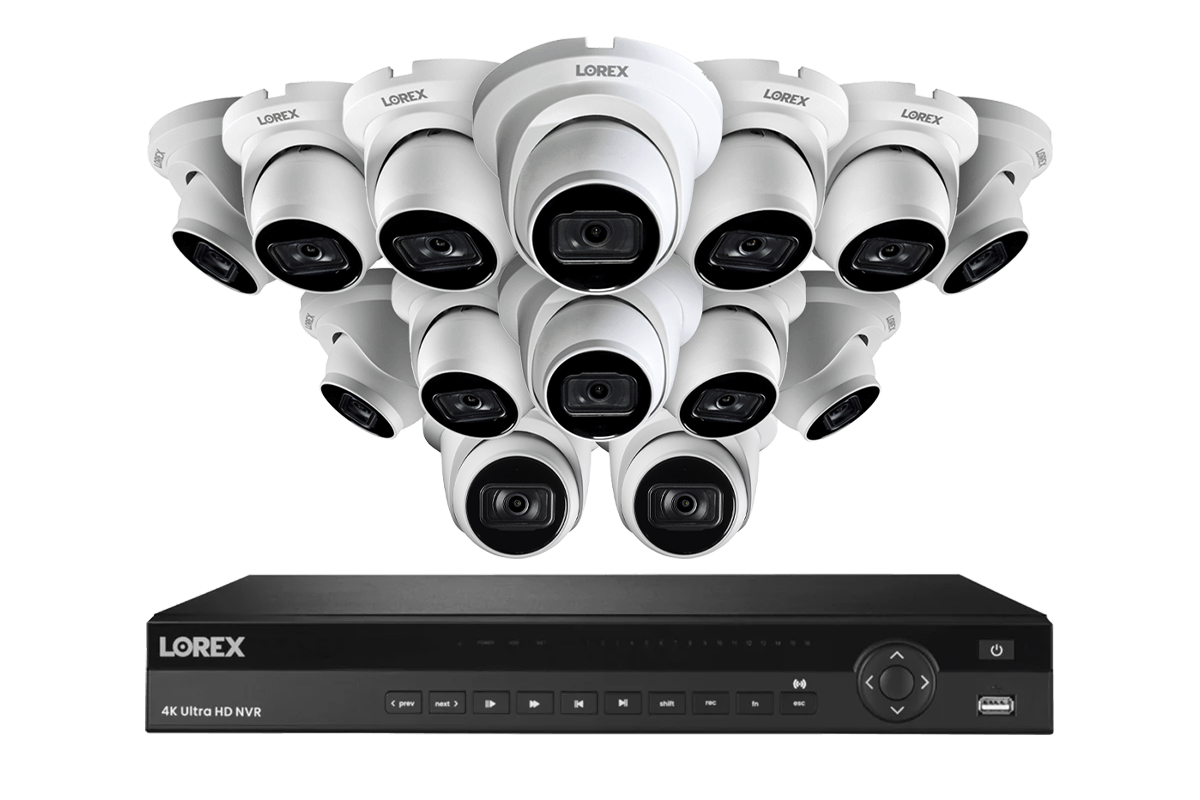 Lorex 4K (16 Camera Capable) 4TB Wired NVR System with Nocturnal 3 Smart IP Dome Cameras with Listen-In Audio and 30FPS
