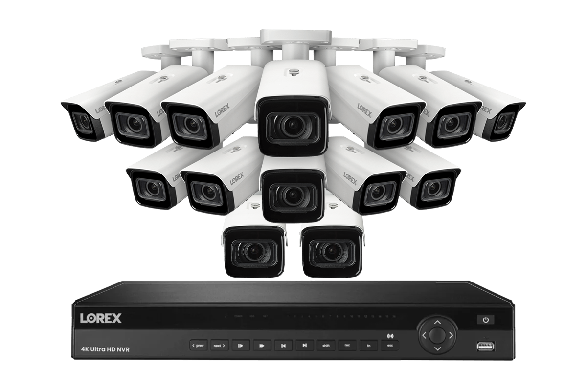 Lorex 4K (16 Camera Capable) 4TB Wired NVR System with Nocturnal 3 Smart IP Bullet Cameras with Motorized Varifocal Lens