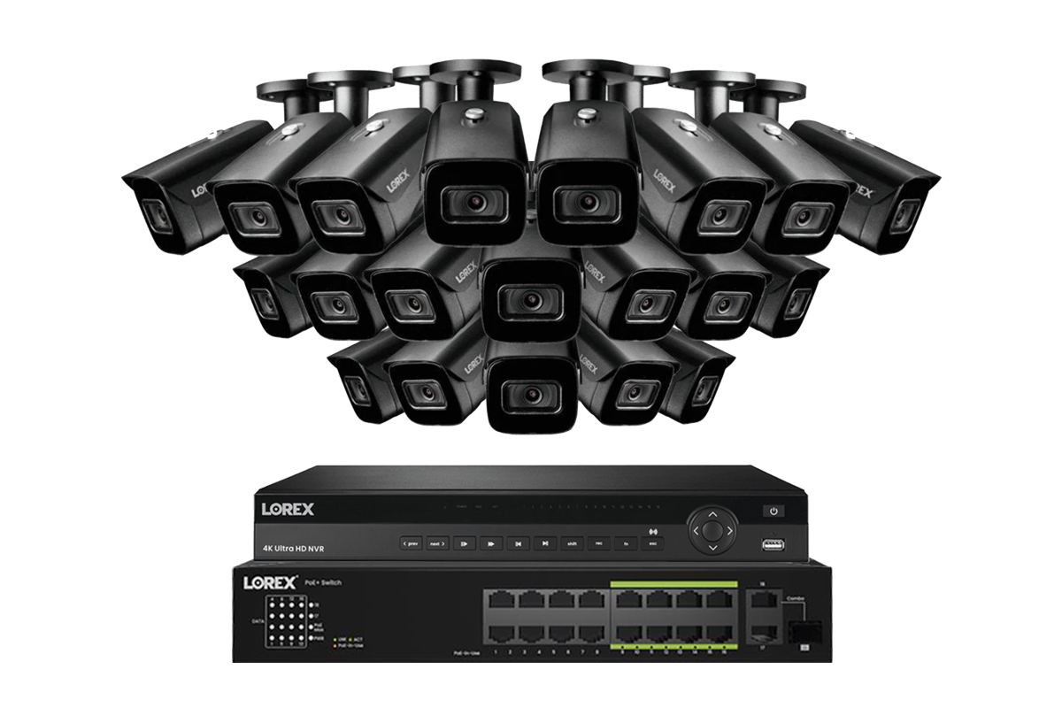 Lorex 4K (32 Camera Capable) 6TB Wired NVR System with 16 Nocturnal 3 Smart IP Bullet Cameras Featuring Listen-In Audio and 30FPS Recording