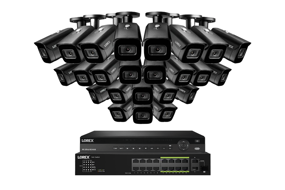Lorex 4K (32 Camera Capable) 6TB Wired NVR System with 16 Nocturnal 3 Smart IP Bullet Cameras Featuring Listen-In Audio and 30FPS Recording