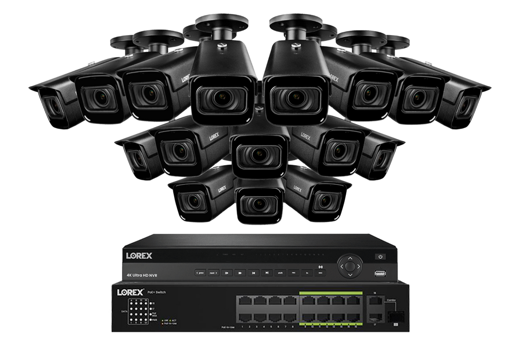 Lorex 4K (32 Camera Capable) 6TB Wired NVR System with Nocturnal 3 Smart IP Bullet Cameras with Motorized Varifocal Lens