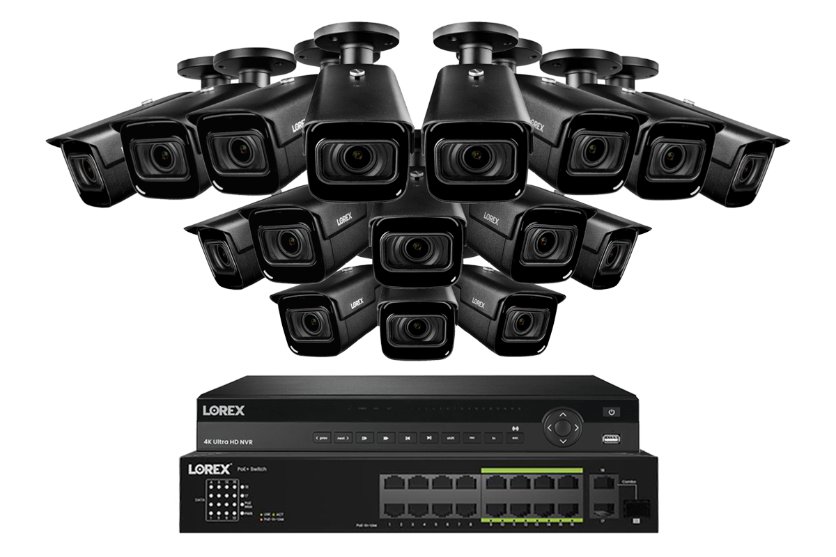 Lorex 4K (32 Camera Capable) 6TB Wired NVR System with Nocturnal 3 Smart IP Bullet Cameras with Motorized Varifocal Lens