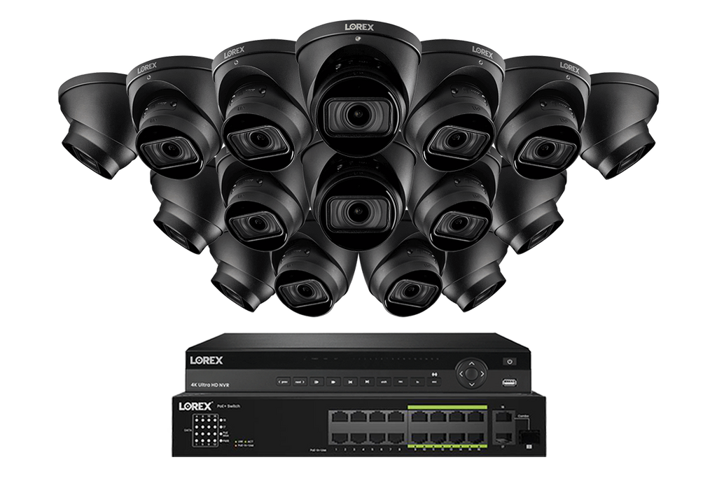 Lorex 4K (32 Camera Capable) 6TB Wired NVR System with Nocturnal 3 Smart IP Turret Cameras with Motorized Varifocal Lens
