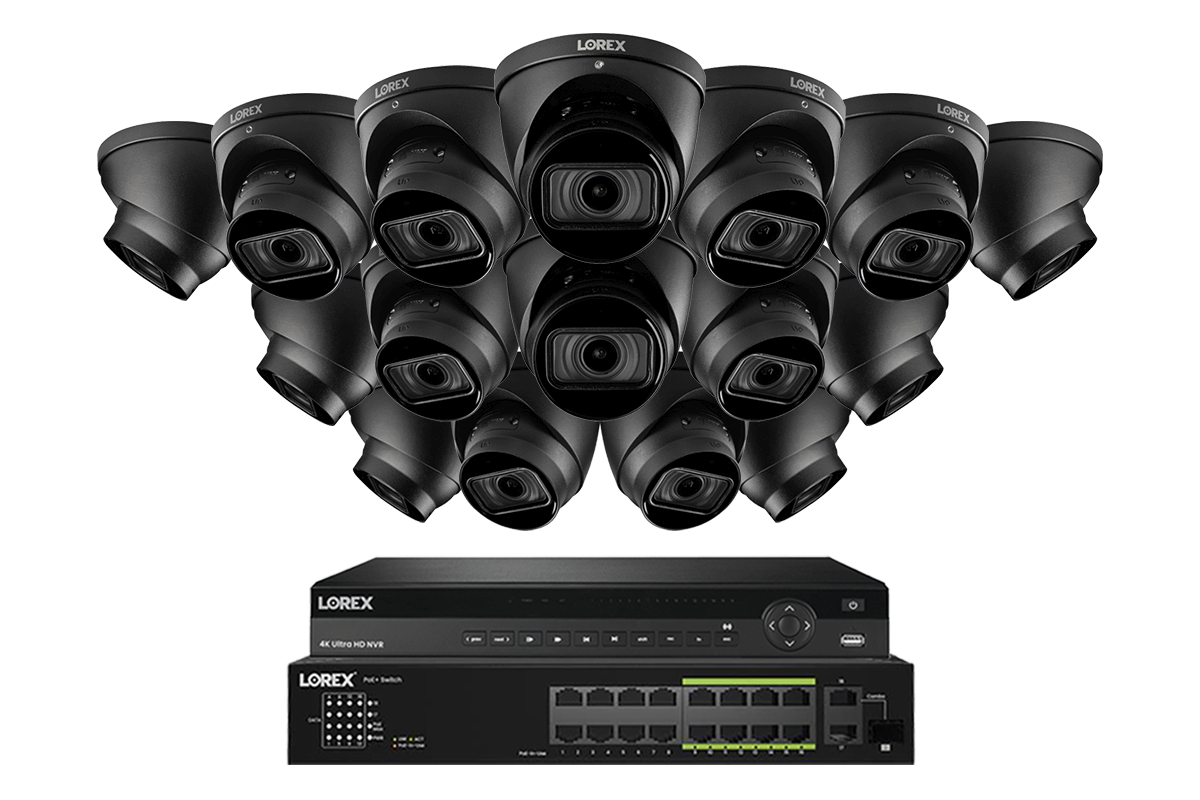 Lorex 4K (32 Camera Capable) 6TB Wired NVR System with Nocturnal 3 Smart IP Turret Cameras with Motorized Varifocal Lens