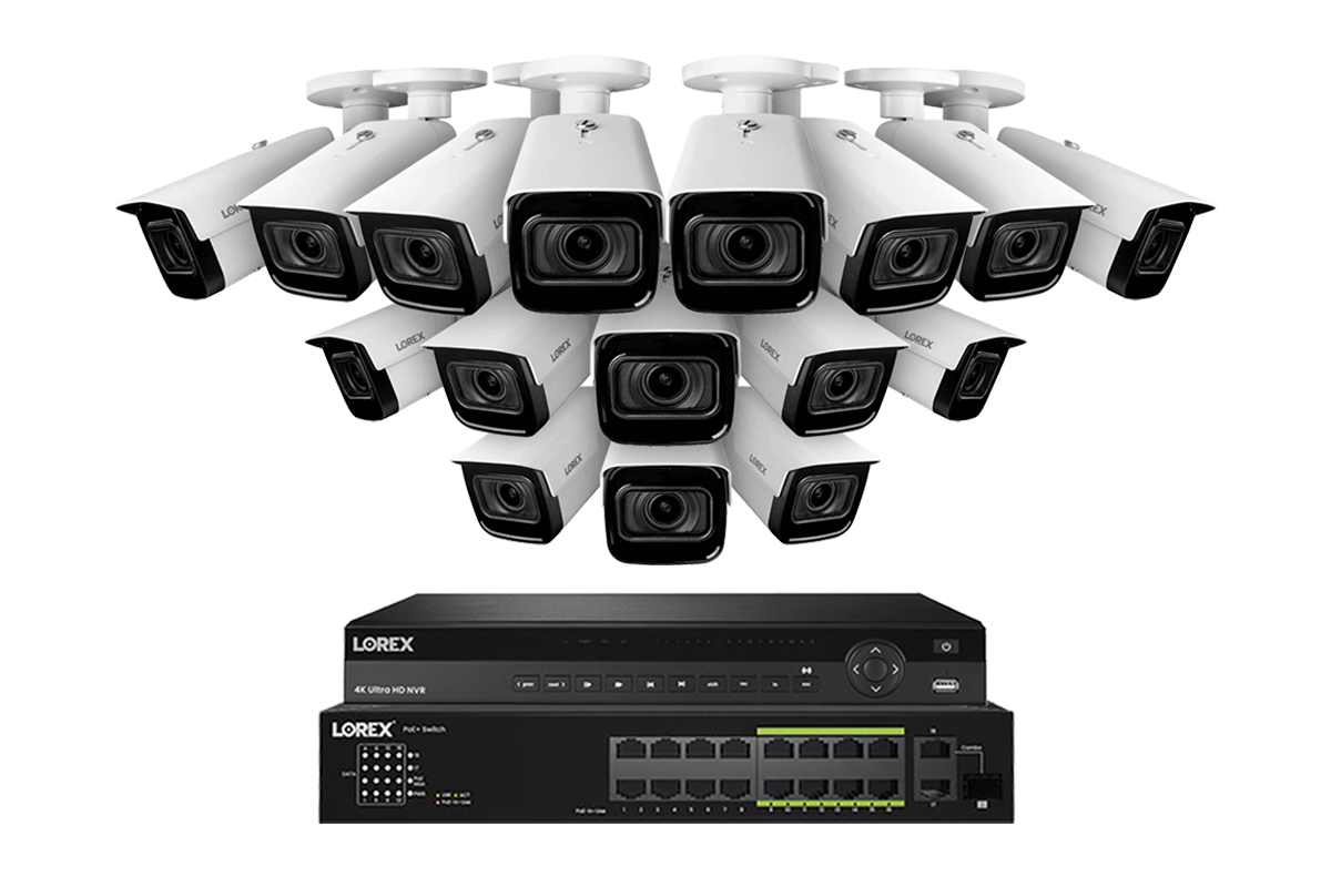 Lorex 4K (32 Camera Capable) 6TB Wired NVR System with Nocturnal 3 Smart IP Bullet Cameras with Motorized Varifocal Lens