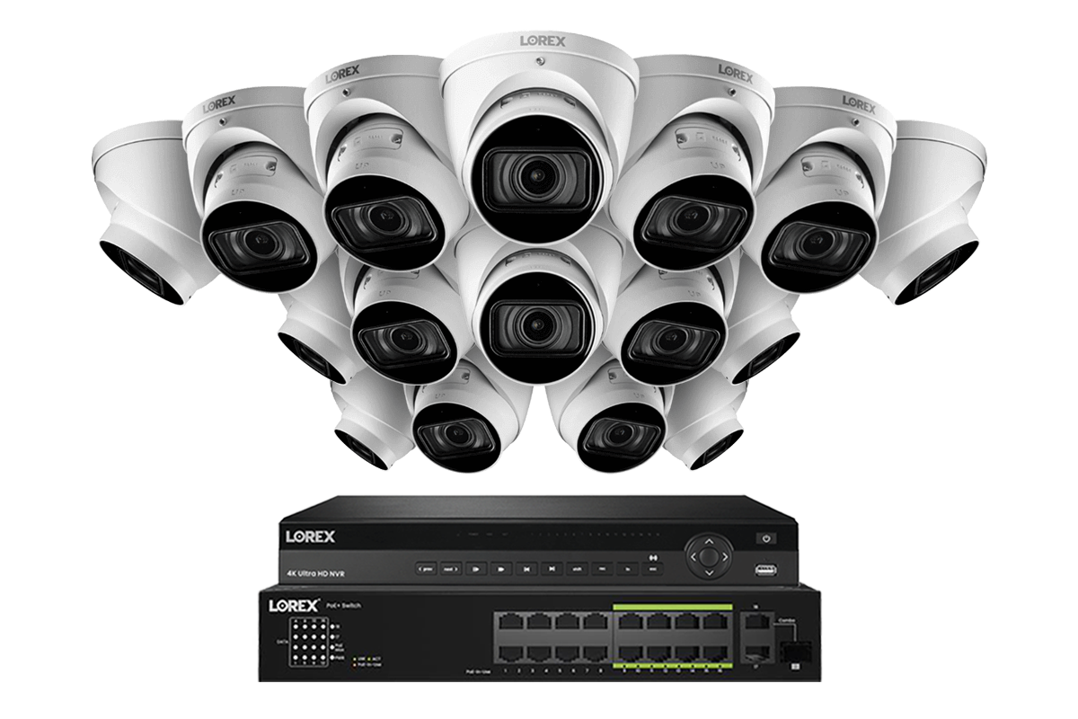 Lorex 4K (32 Camera Capable) 6TB Wired NVR System with Nocturnal 3 Smart IP Turret Cameras with Motorized Varifocal Lens