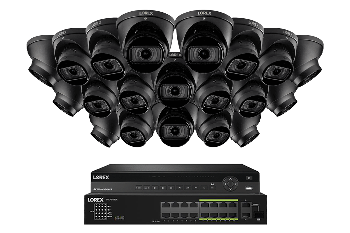 Lorex 4K (32 Camera Capable) 6TB Wired NVR System with Nocturnal 3 Smart IP Turret Cameras with Motorized Varifocal Lens