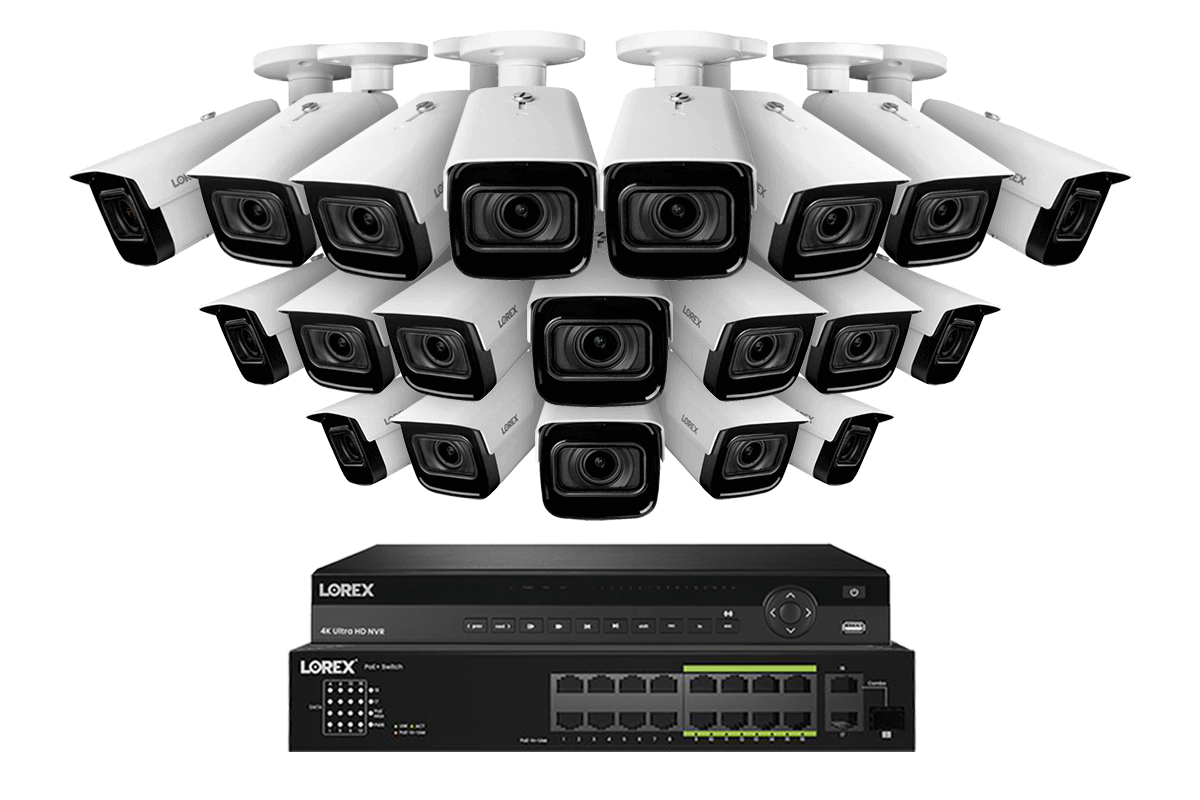 Lorex 4K (32 Camera Capable) 6TB Wired NVR System with Nocturnal 3 Smart IP Bullet Cameras with Motorized Varifocal Lens