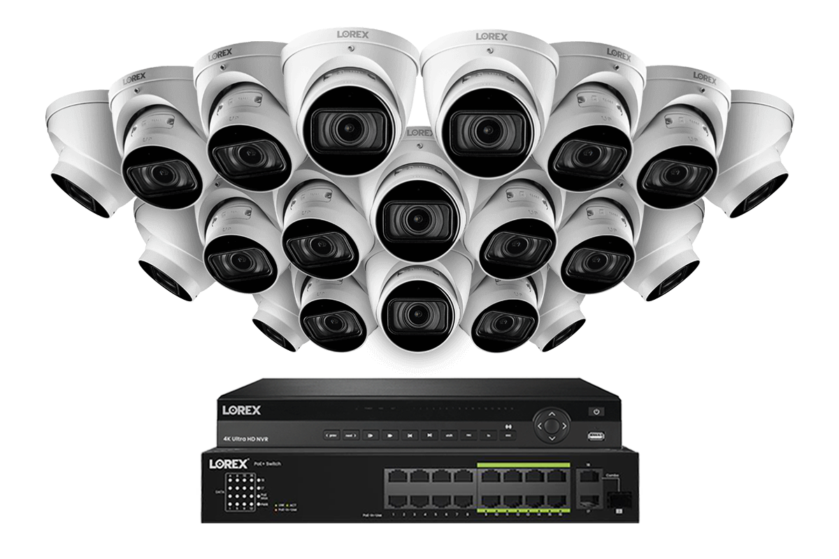 Lorex 4K (32 Camera Capable) 6TB Wired NVR System with Nocturnal 3 Smart IP Turret Cameras with Motorized Varifocal Lens