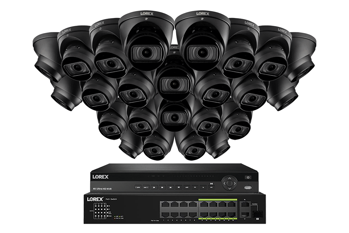 Lorex 4K (32 Camera Capable) 6TB Wired NVR System with Nocturnal 3 Smart IP Turret Cameras with Motorized Varifocal Lens