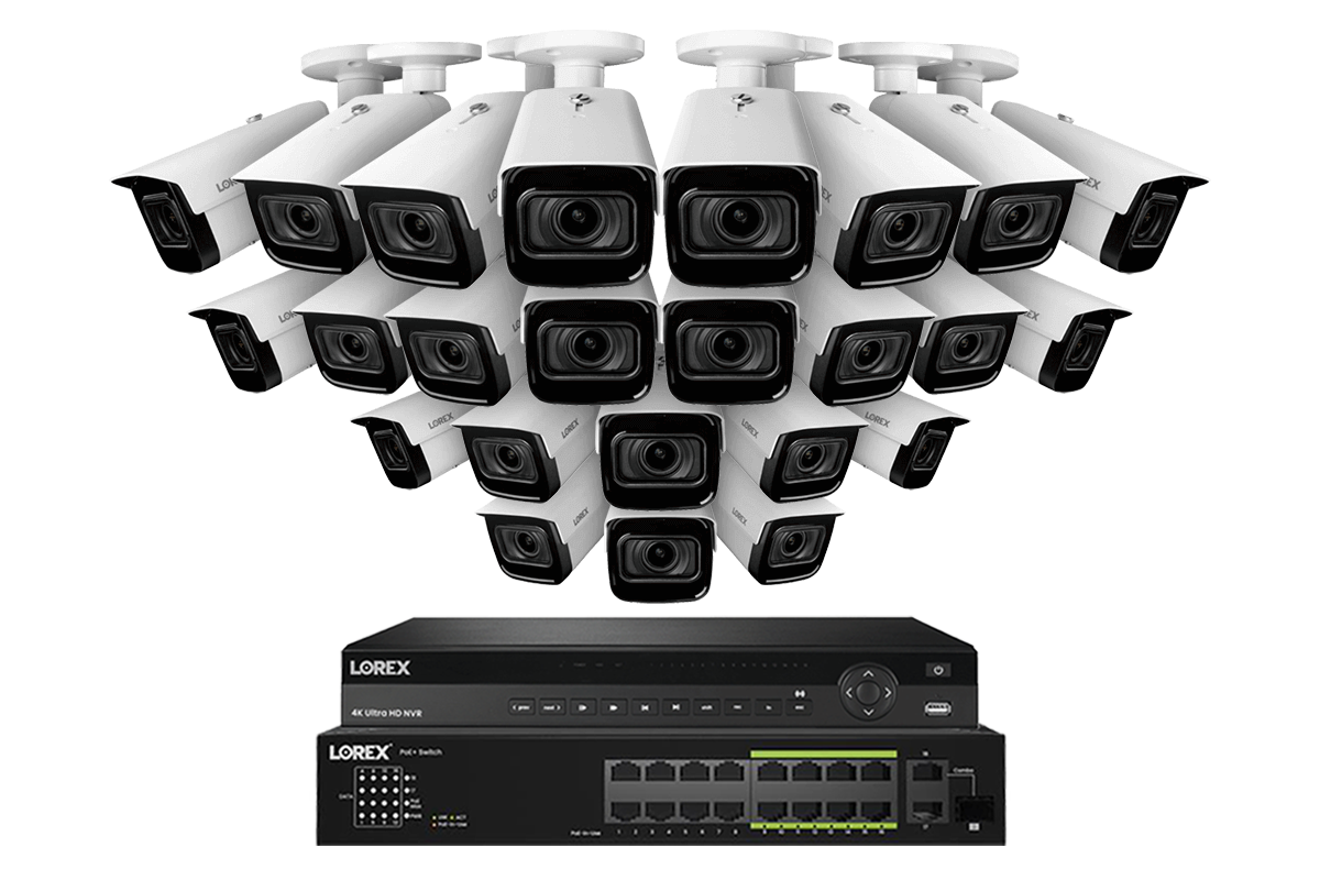 Lorex 4K (32 Camera Capable) 6TB Wired NVR System with Nocturnal 3 Smart IP Bullet Cameras with Motorized Varifocal Lens