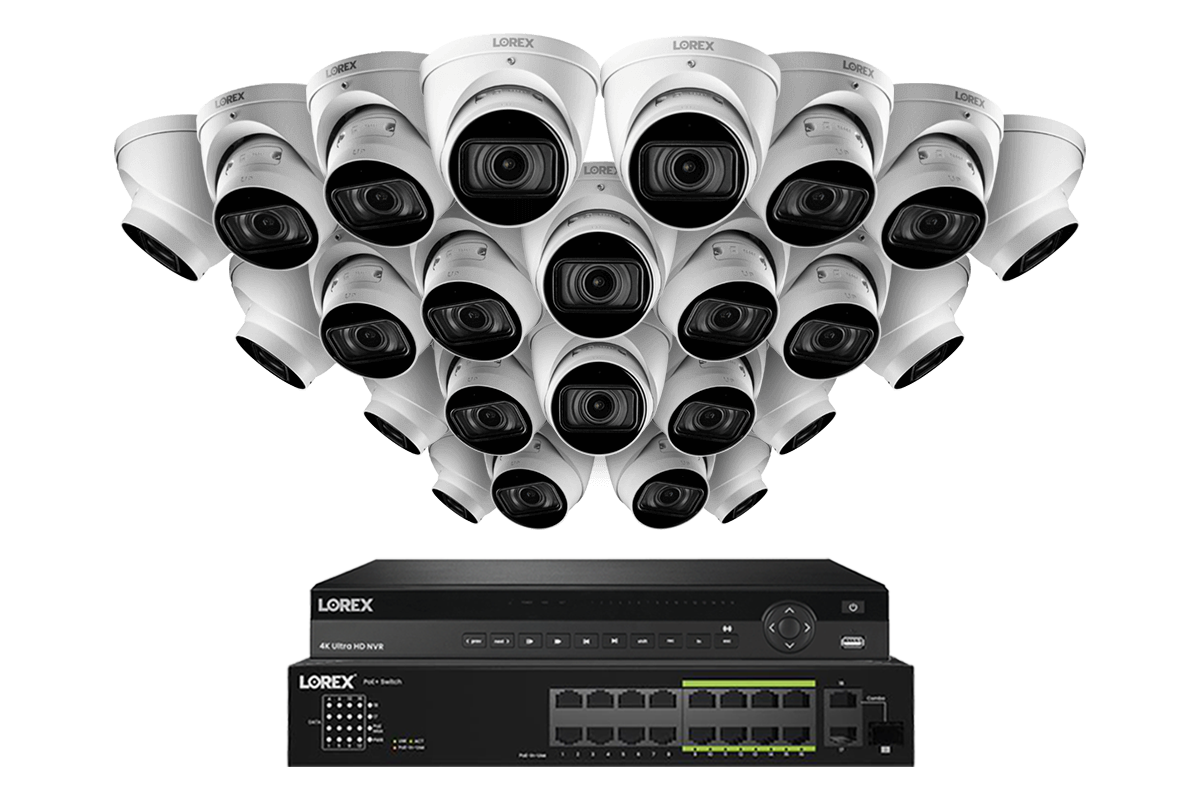 Lorex 4K (32 Camera Capable) 6TB Wired NVR System with Nocturnal 3 Smart IP Turret Cameras with Motorized Varifocal Lens