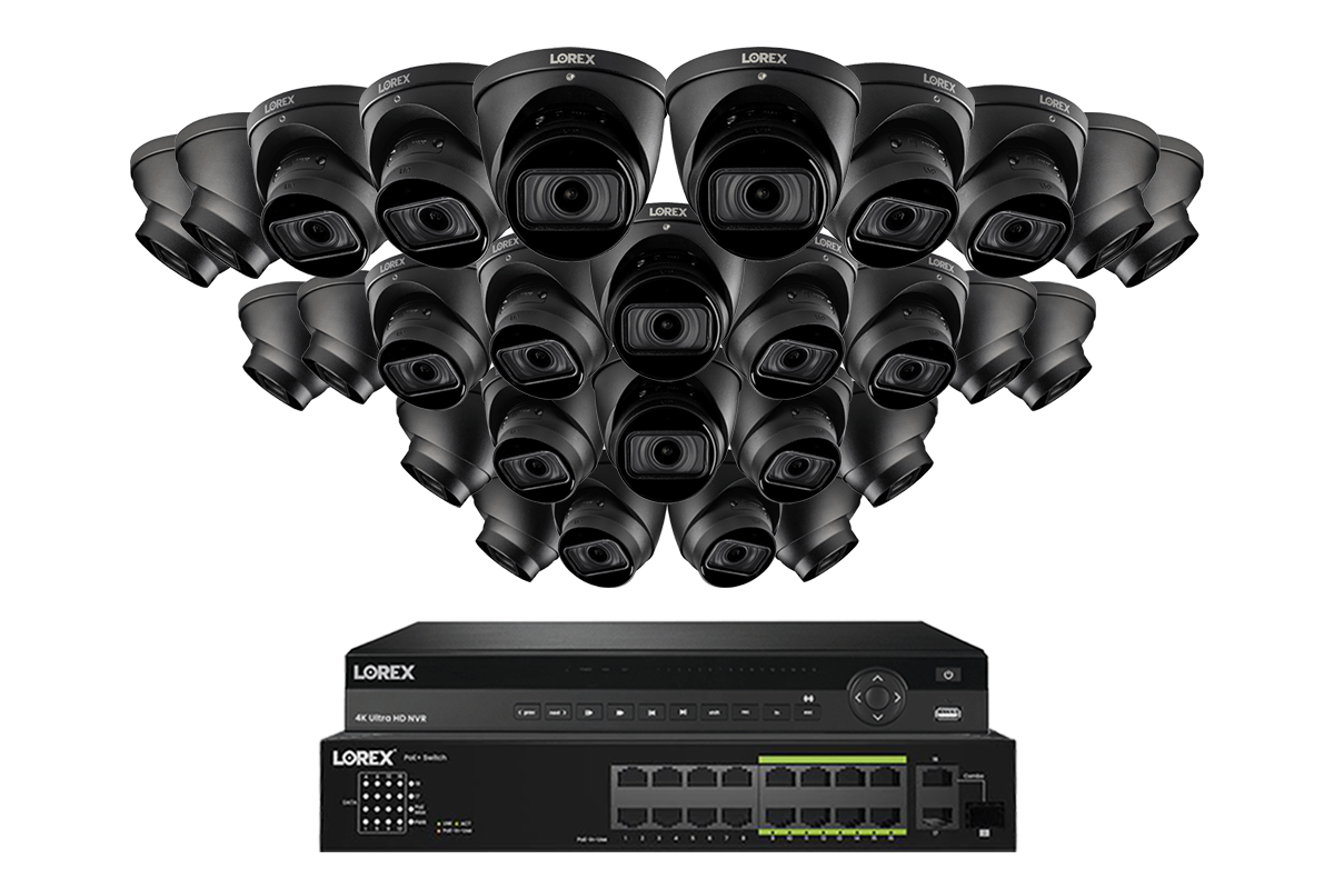 Lorex 4K (32 Camera Capable) 6TB Wired NVR System with Nocturnal 3 Smart IP Turret Cameras with Motorized Varifocal Lens