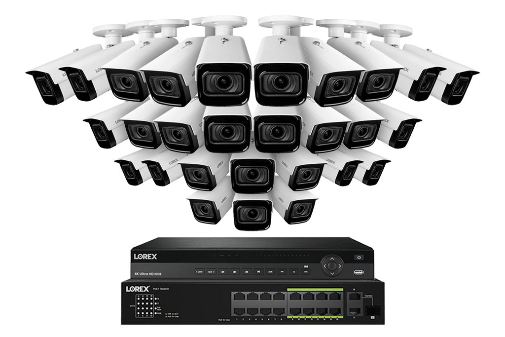 Lorex 4K (32 Camera Capable) 6TB Wired NVR System with Nocturnal 3 Smart IP Bullet Cameras with Motorized Varifocal Lens