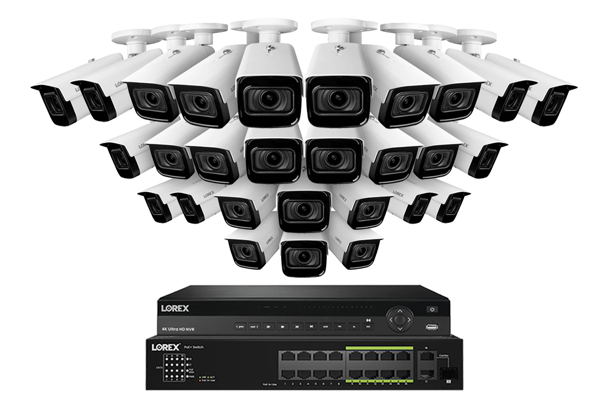 Lorex 4K (32 Camera Capable) 6TB Wired NVR System with Nocturnal 3 Smart IP Bullet Cameras with Motorized Varifocal Lens
