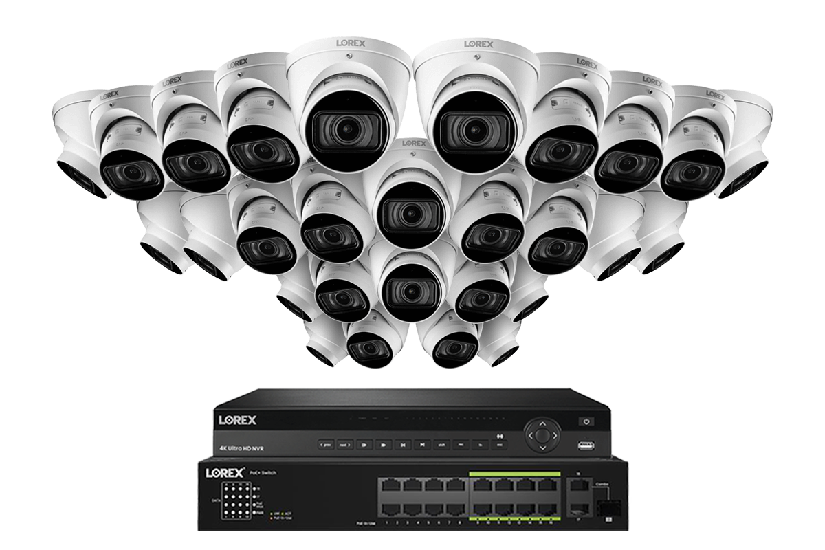 Lorex 4K (32 Camera Capable) 6TB Wired NVR System with Nocturnal 3 Smart IP Turret Cameras with Motorized Varifocal Lens