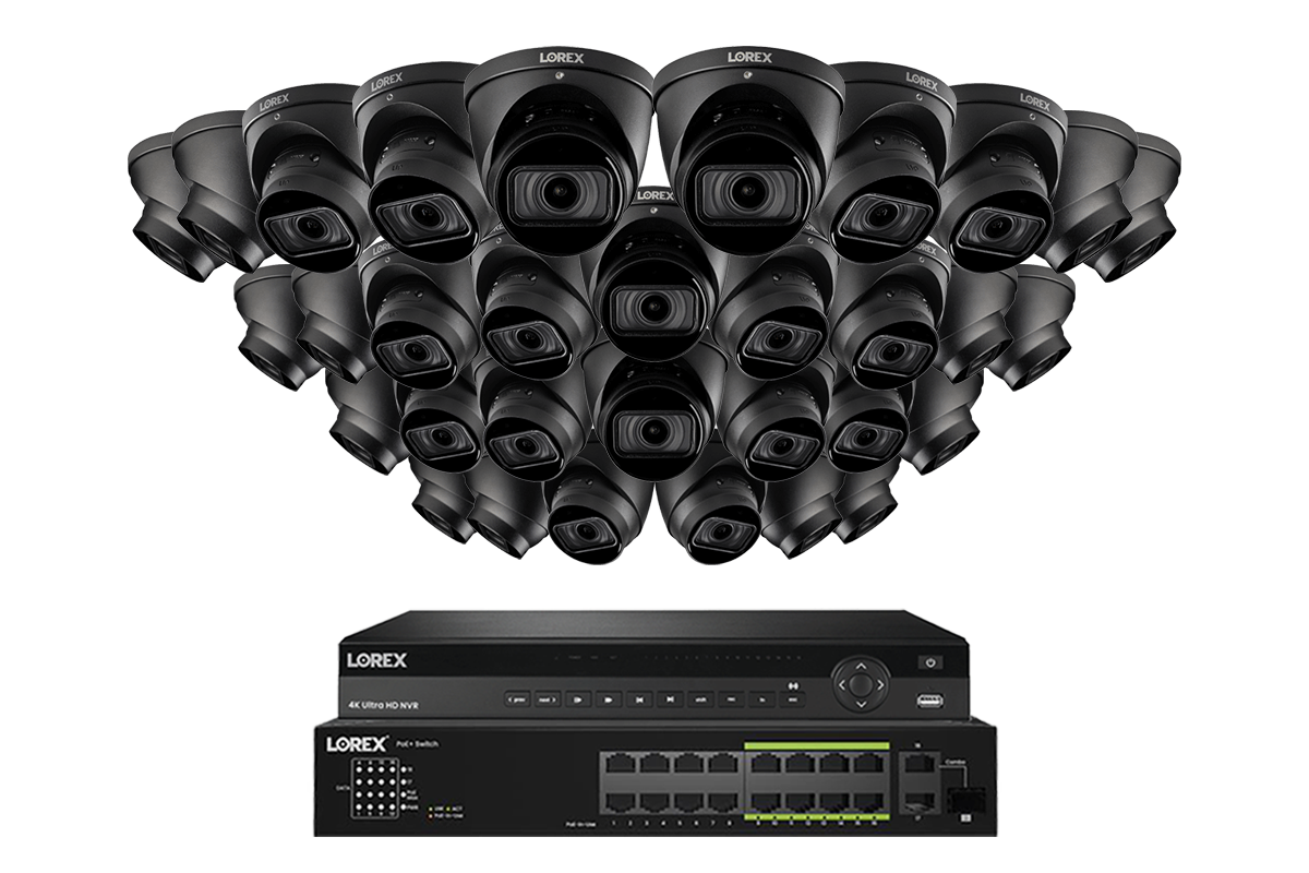 Lorex 4K (32 Camera Capable) 6TB Wired NVR System with Nocturnal 3 Smart IP Turret Cameras with Motorized Varifocal Lens