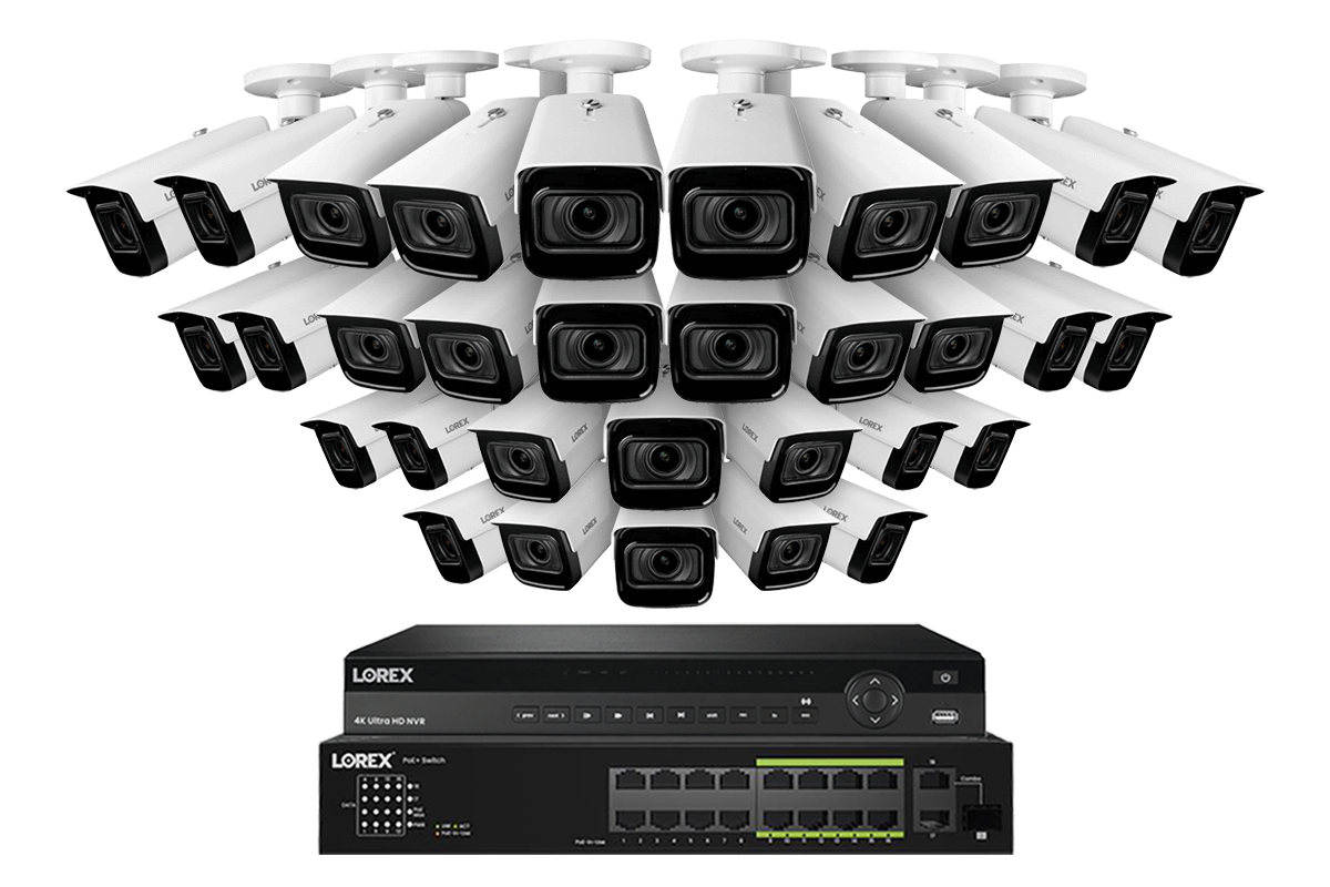 Lorex 4K (32 Camera Capable) 6TB Wired NVR System with Nocturnal 3 Smart IP Bullet Cameras with Motorized Varifocal Lens