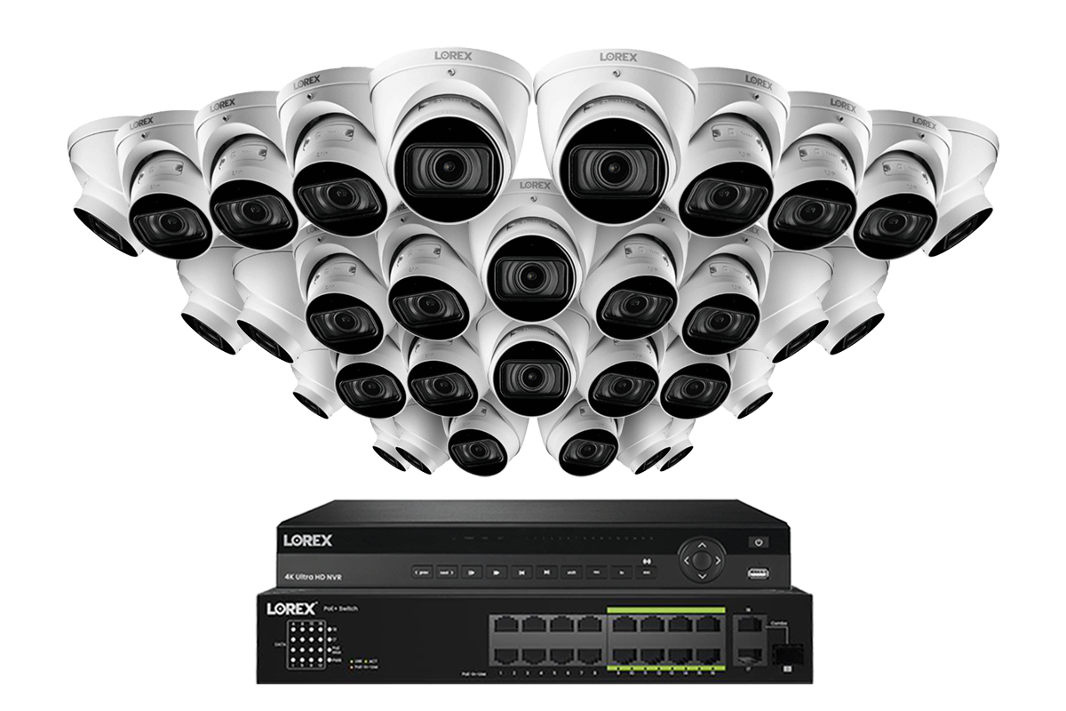 Lorex 4K (32 Camera Capable) 6TB Wired NVR System with Nocturnal 3 Smart IP Turret Cameras with Motorized Varifocal Lens