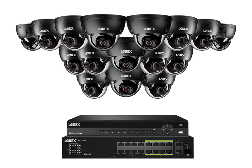 Lorex Elite Series 4K 32 Camera Capable 8TB Wired NVR System with 8MP (4K) A10 IP Dome Cameras