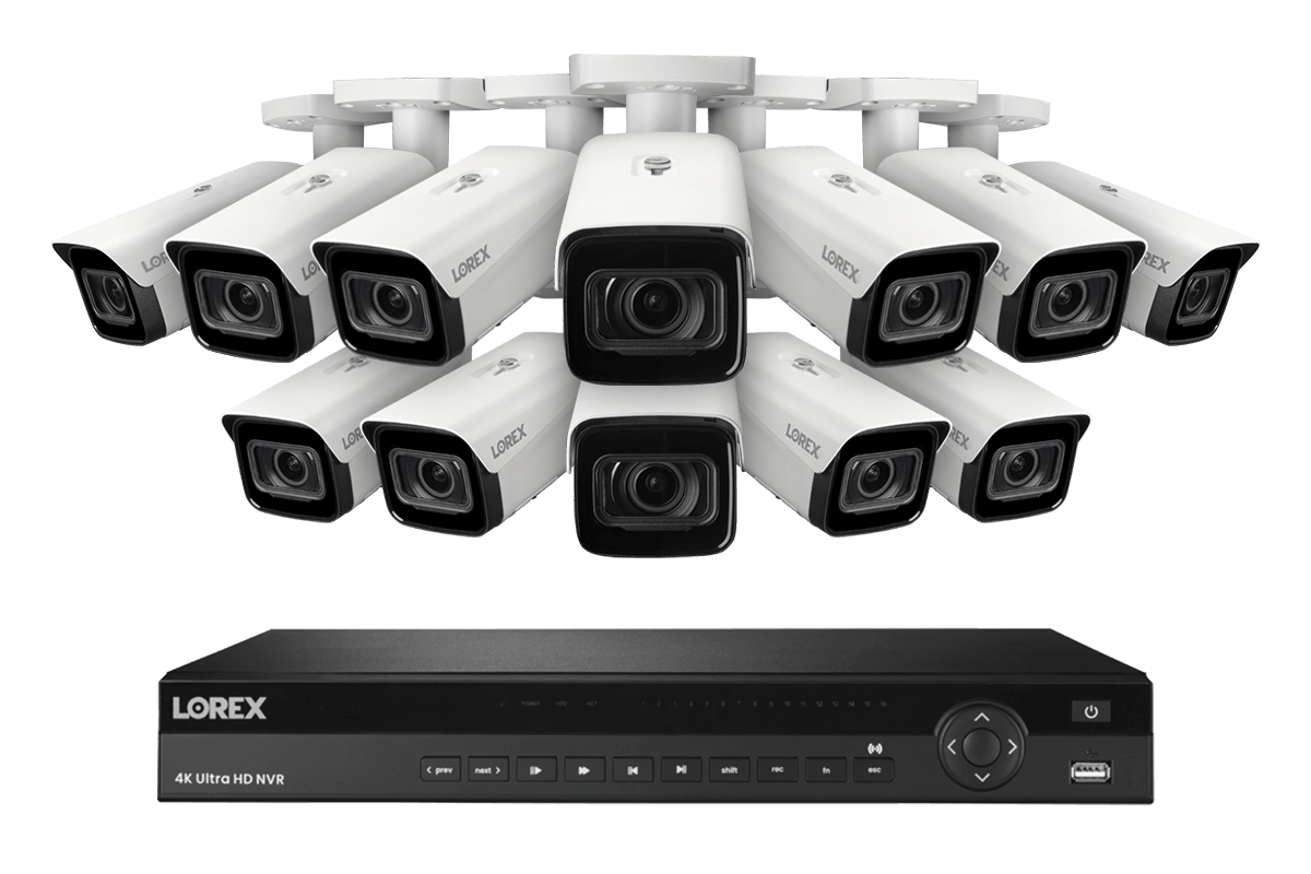 Lorex 4K (16 Camera Capable) 4TB Wired NVR System with Nocturnal 4 Smart IP Bullet Cameras Featuring Motorized Varifocal Lens, Vandal Resistant and 30FPS - White 12