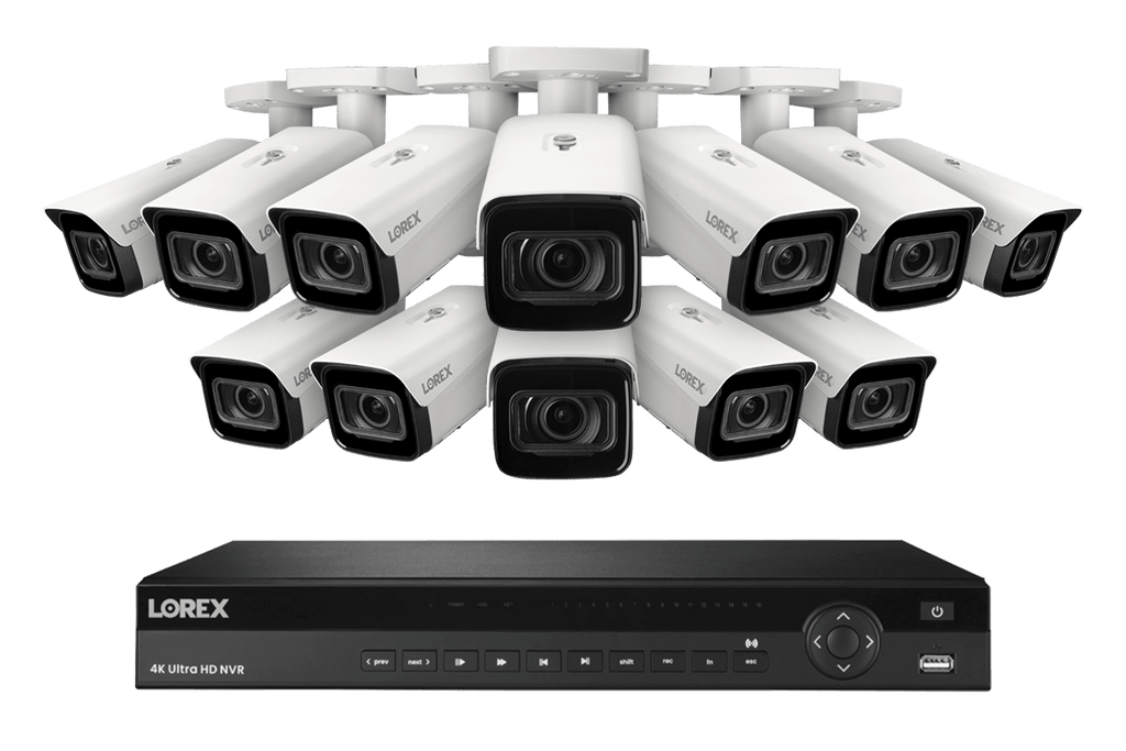 Lorex 4K (16 Camera Capable) 6TB Wired NVR System with Nocturnal 3 Smart IP Turret Cameras with Listen-in Audio and Motorized Varifocal Lenses