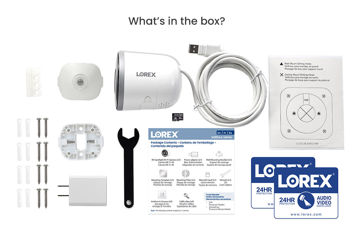 Lorex 4K Spotlight Indoor/Outdoor Wi-Fi 6 Security Camera with Smart Security Lighting (32GB)