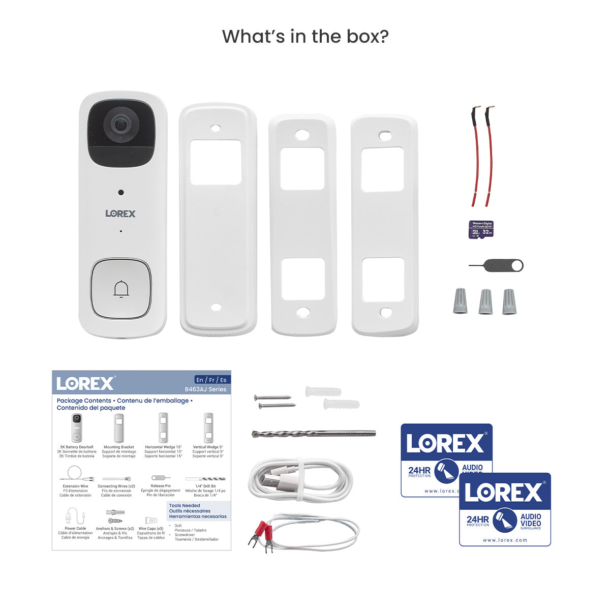 Lorex 2K Wi-Fi Video Doorbell (Battery-Operated, 32GB) - Open Box