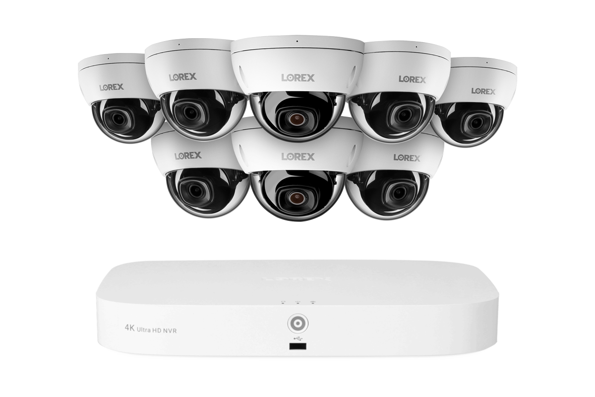 Lorex Fusion Series 4K 16 Camera Capable (8 Wired + 8 Fusion Wi-Fi) 2TB Wired NVR System with 4MP (2K) A4 IP Dome Cameras - White 8