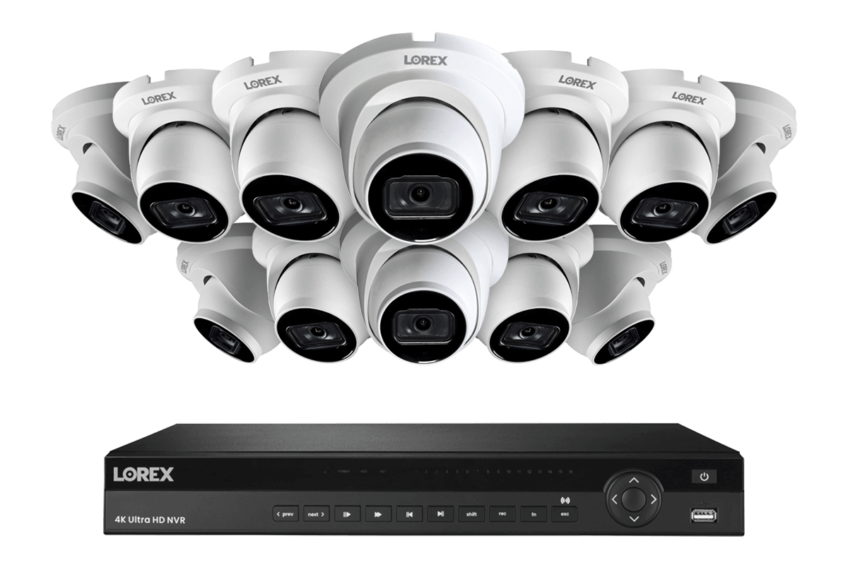 Lorex 4K (16 Camera Capable) 4TB Wired NVR System with Nocturnal 3 Smart IP Dome Cameras with Listen-In Audio and 30FPS - White 12